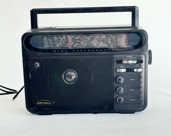 Vintage Optimus Portable Radio | 1980s AM FM TV Band Boombox | High Performance RadioShack | Analog Tuner w/ Handle
