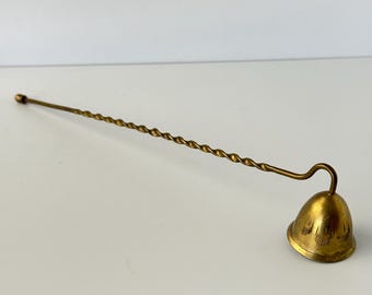 Vintage Brass Candle Snuffer | Twisted Handle Candle Extinguisher | Antique Brass Fireplace Tool