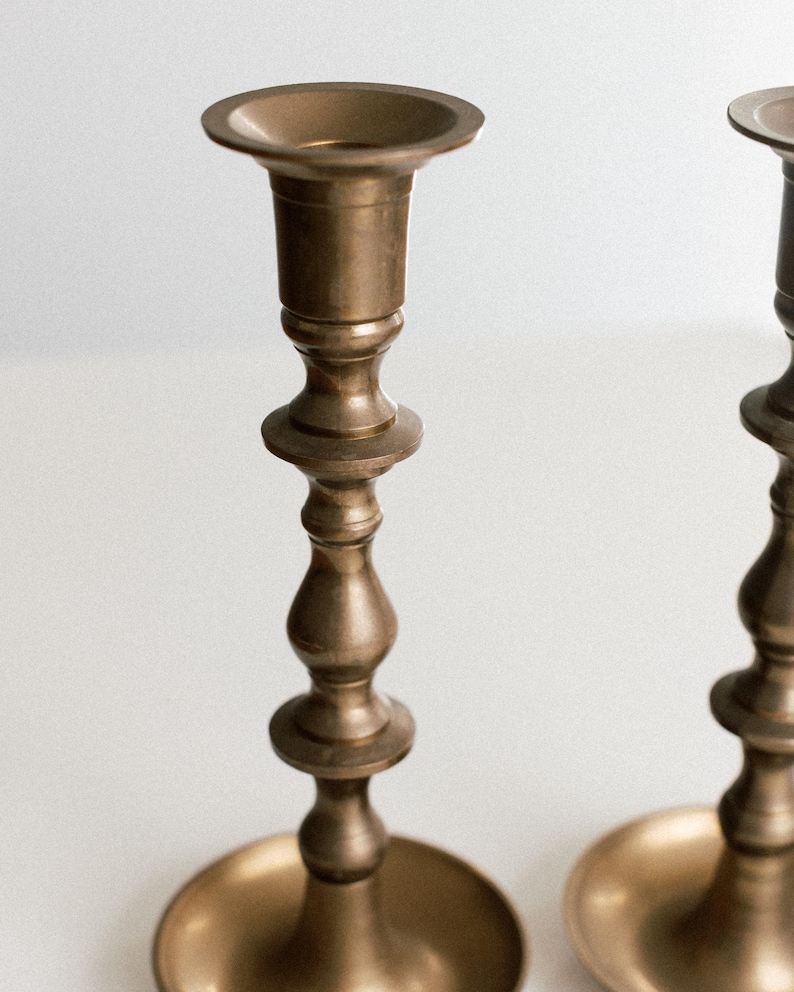 Vintage 10” Tall Brass Candlestick Holders Set of 2 - Solid Brass Taper Stands bild 5