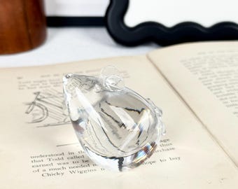 Hadeland Norway Crystal Mouse Paperweight | Vintage Glassverk Lead Crystal Figurine | Scandinavian Art Glass 1970s