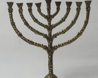Vintage Wainberg Israel Brass Menorah | Tree Branch Chanukiah