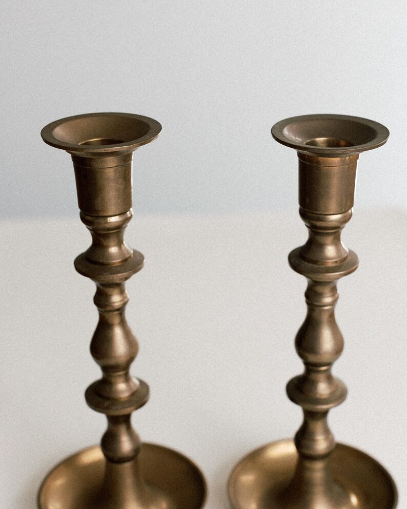 Vintage 10” Tall Brass Candlestick Holders Set of 2 - Solid Brass Taper Stands bild 3