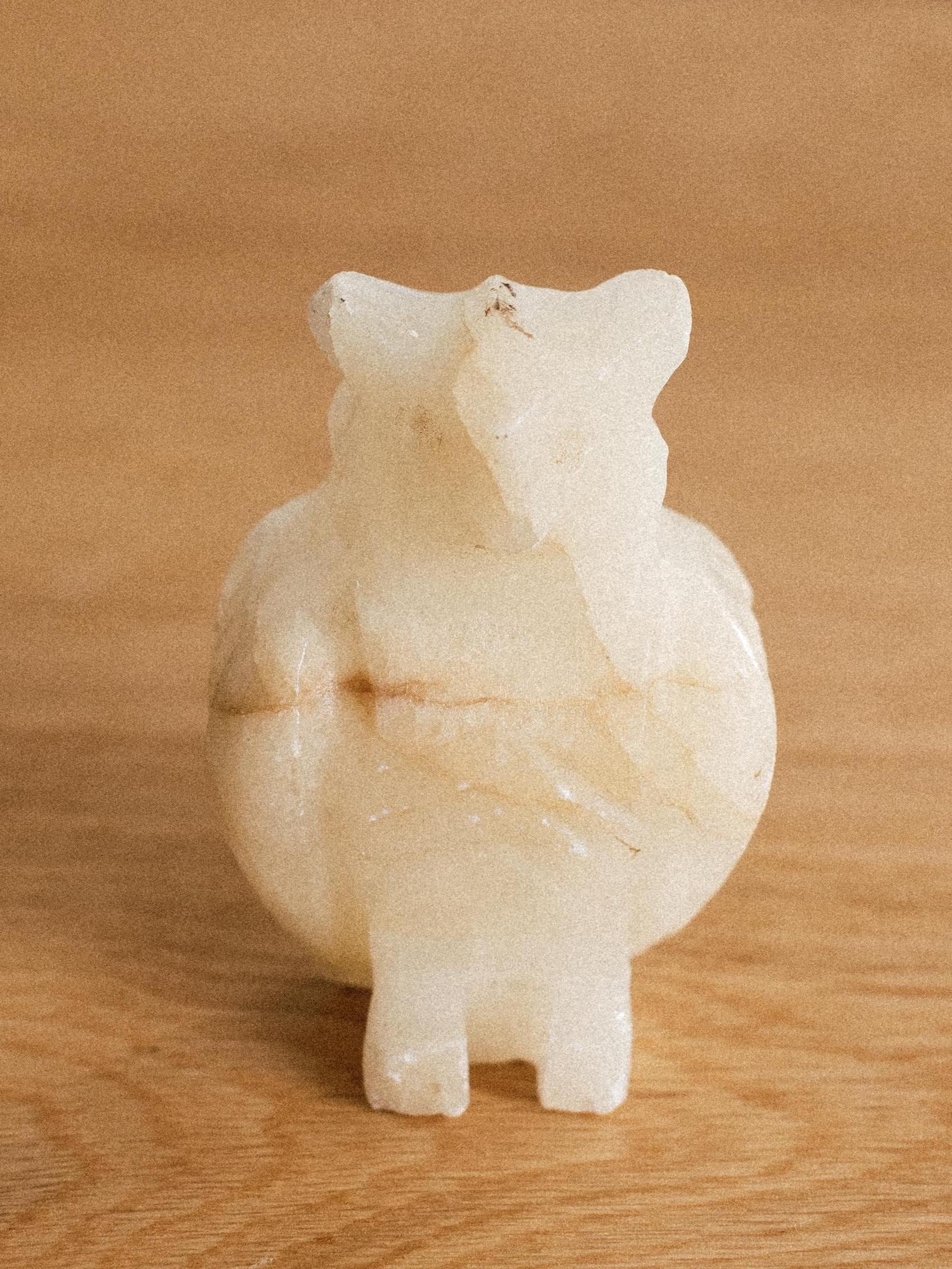 Quartz Owl Figurine - Mini Carved Stone Bird Decor