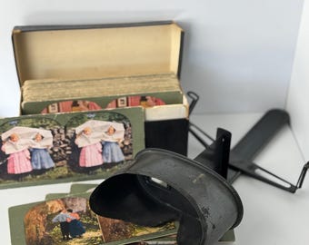 Vintage Stereoscope Viewer w/ Stereoview Cards | 1890s-1910s | Victorian Photo Viewer | READ description