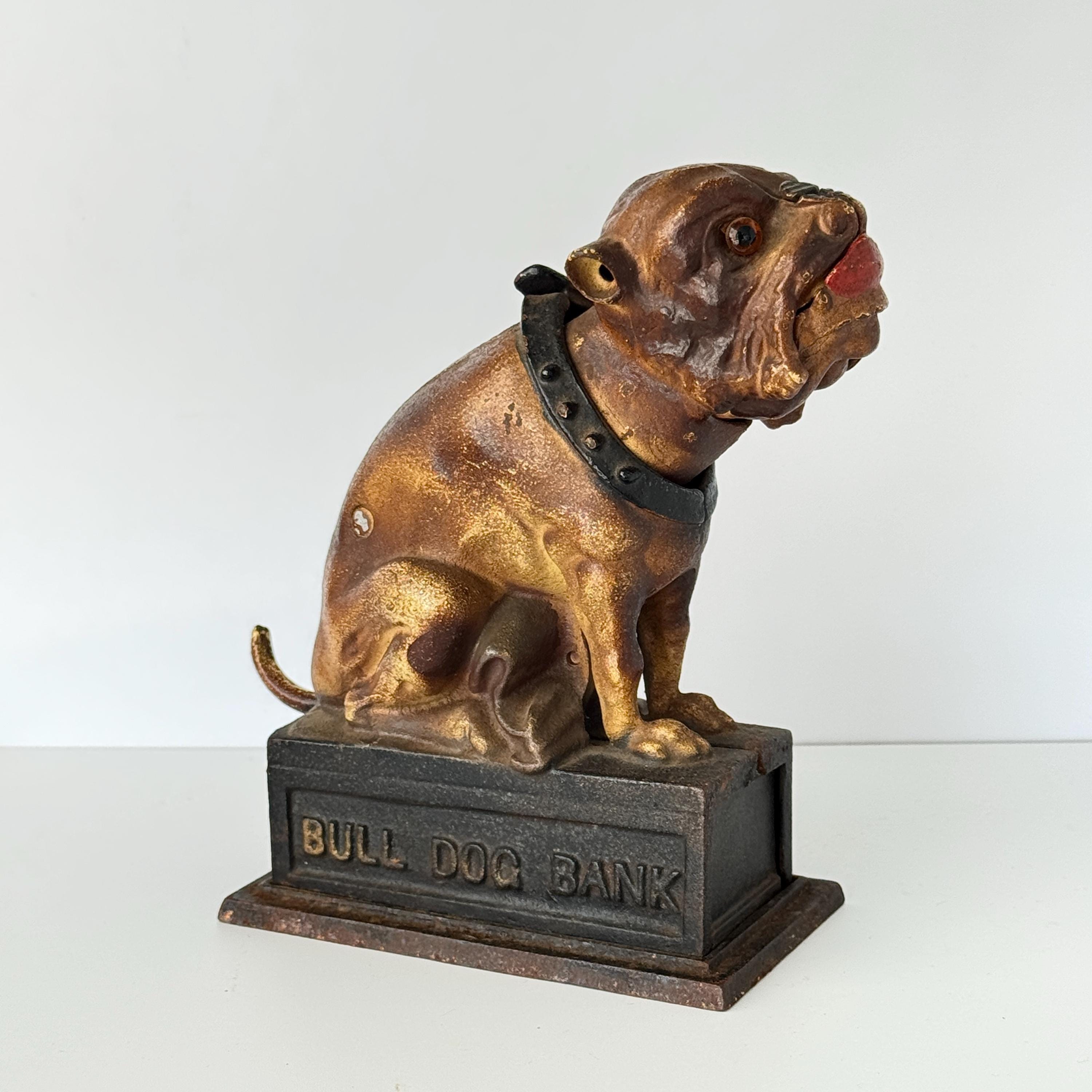 ヴィンテージ ブルドッグ ブロンズオブジェ 】パグ・フレブル・ブル・銅像彫刻 Antique Cast Iron Bulldog - Etsy