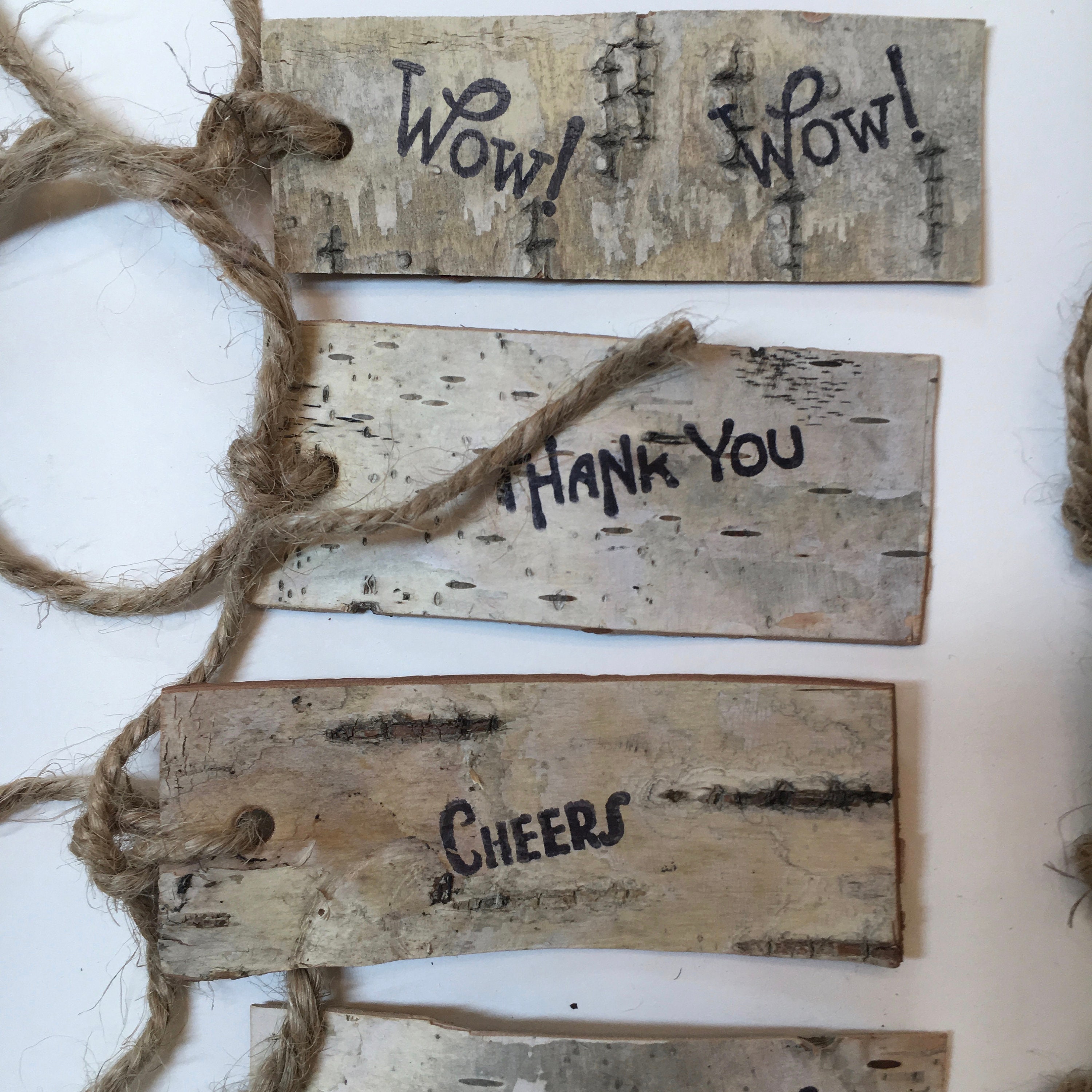 12 Natural Birch Tree Bark Gift Tags Love Cheers Birthday Etsy