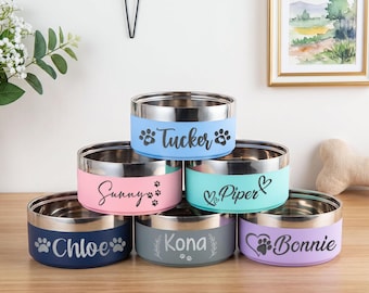 Personalized Dog Bowl with Name, Custom Stainless Steel Pet Bowl, Dog Feeder Bowls, Food Water Bowl For Dog Cat, Food Bowl, Water Bowl