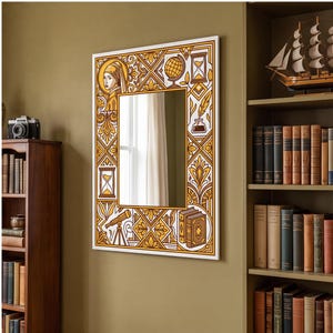 Art Deco, Girl with Pearl Earring Digital Print Mirror | 1700s Inspired Vintage Wall Decor