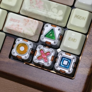 Artisan Metal Keycap Set Cyberpunk 4 Key Translucent Brass Resin Backlit RGB
