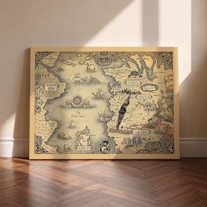 The Grishaverse Map Canvas Print, Grisha Trilogy Map, Six of Crows, Shu Han, Ravka Map Framed Decor