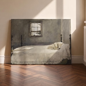 Sovrum av Andrew Wyeth Hund sover i säng Giclée-canvasväggkonst, poster