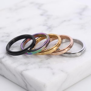 Spinner Ring, Spinner Ring, Edelstahl Ring, Fidget Spin Band, Einzigartige Geometrie Ring, 3 mm Drehbarer Ring