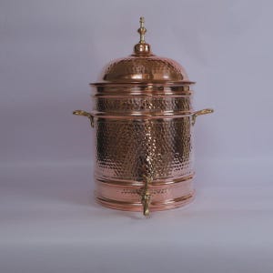 Hammered Copper Beverage Dispenser, Brass Spigot, Traditional Water Urn