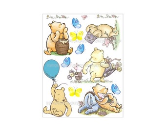 Vintage Classic Winnie the Pooh Iron On Heat Transfer Sheet DIY U CUT and Iron On