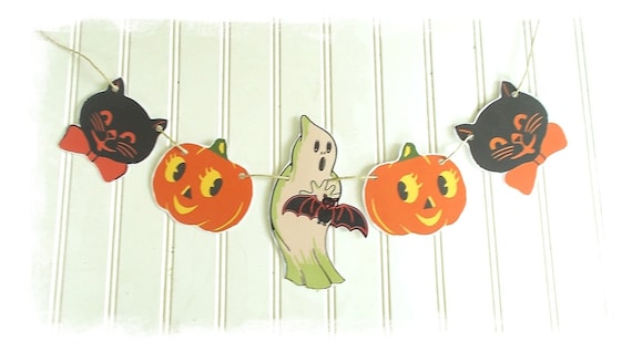 Retro Vintage Halloween  Banner Laminated Garland