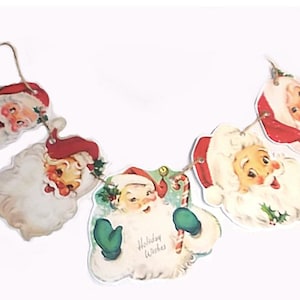 Retro Santa Christmas Banner/ Christmas Decoration / Vintage Style Santas