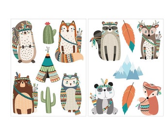 Set of 14 Iron On Heat Transfers...Tribal  Woodland Forrest   Appliques Babies or Kids