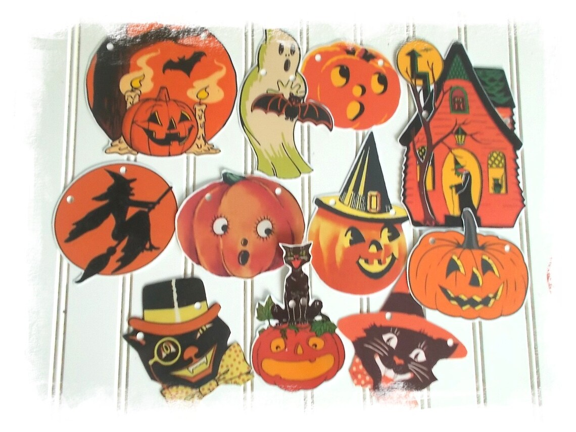 21 Piece Set of Retro Vintage Style Halloween Decorations Etsy