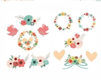 Birds and Flowers  Iron On Heat Transfers: DIY Baby Onesies (Set of 10)
