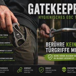 Gatekeeper Hygienic EDC Tool | Contactless Door Opener | Touch Tool | Keychain Door Opener | Everyday Carry | SkullForgeEDC