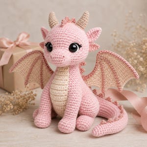 Dragon Crochet Pattern PDF, Fantasy Mythical Creature Tutorial, Easy Beginner Baby Amigurumi Plush Toy Bundle, English German US Terms