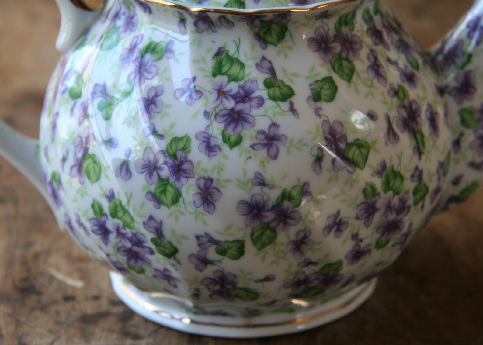 Vintage Lefton China Violet Chintz Hand Painted 4.5 Cup Teapot Etsy