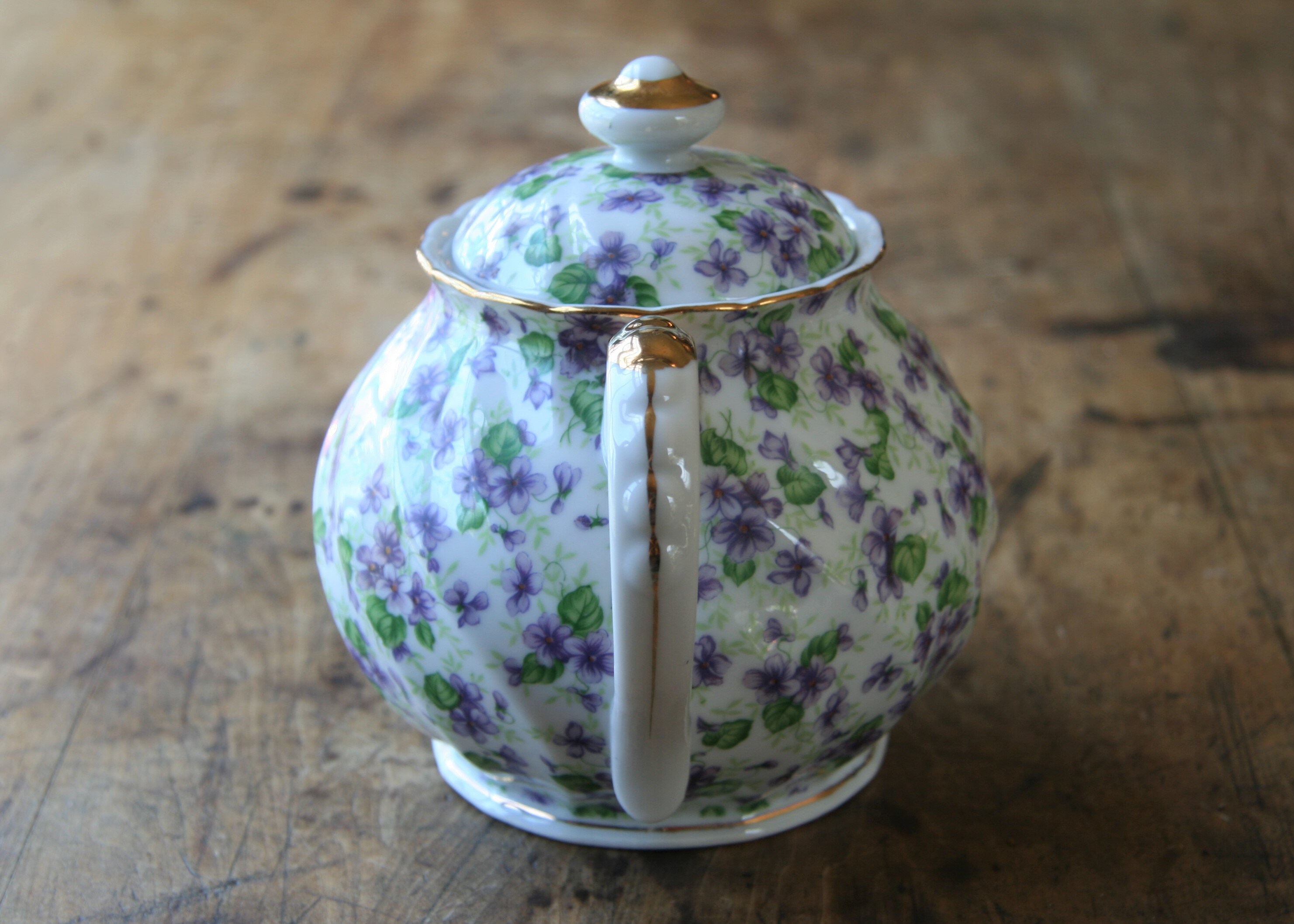 Vintage Lefton China Violet Chintz Hand Painted 4.5 Cup Teapot Etsy