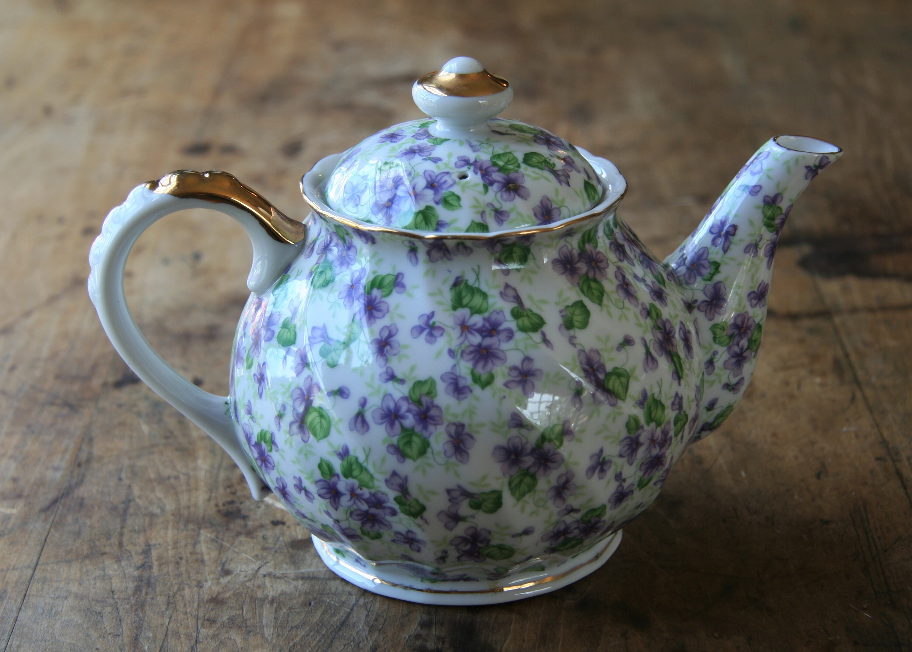 Vintage Lefton China Violet Chintz Hand Painted 4.5 Cup Teapot Etsy