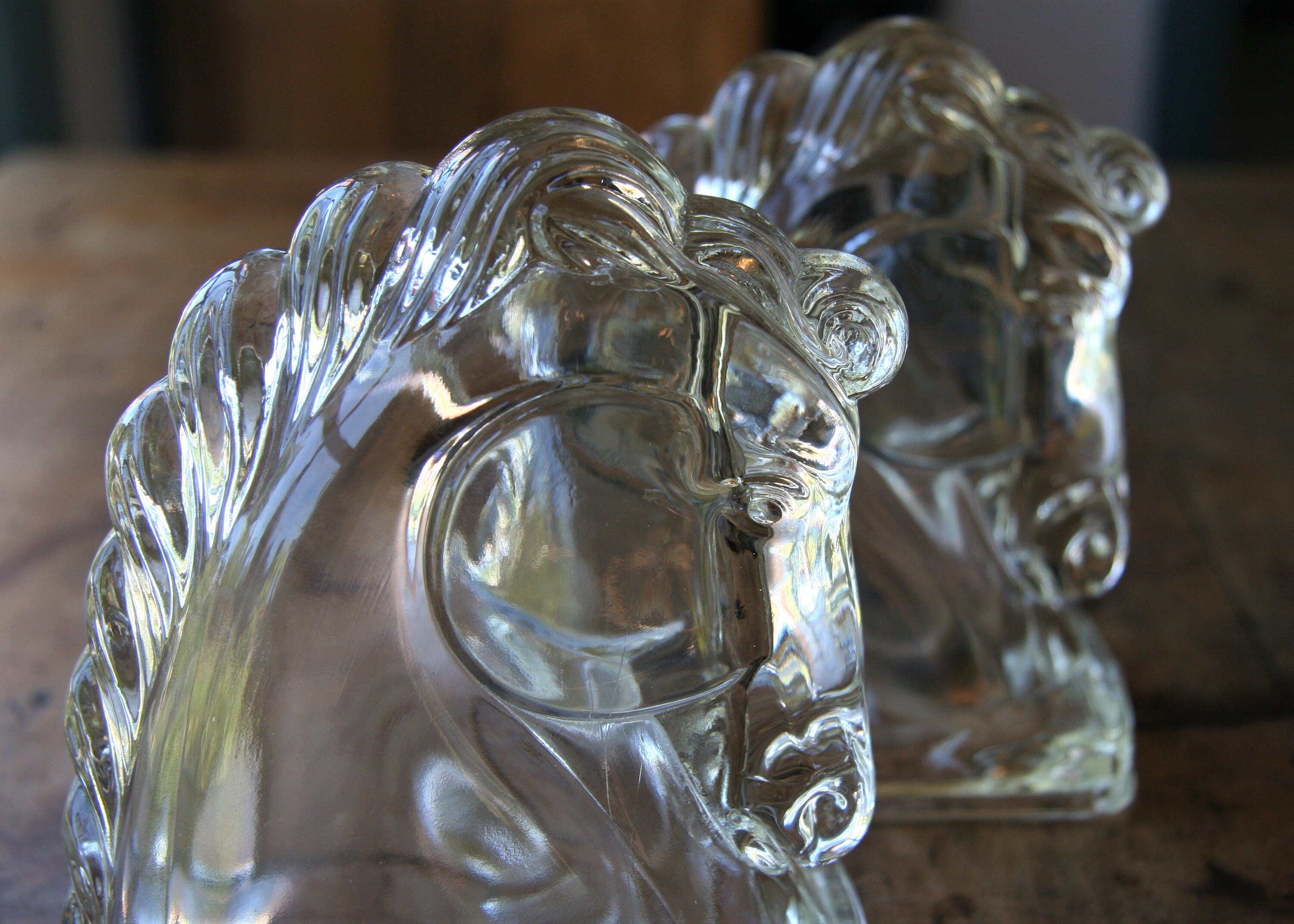 federal glass horse head bookends federal glass horse head bookends
