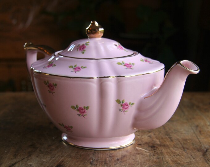 Vintage Sadler Ditsy Rose Chintz Pink Teapot No. 2353 Gold Etsy
