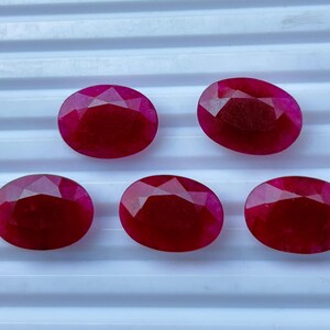 Natural Dyed Red Ruby Loose Gemstone Lot Oval Faceted Pinkish Red Corundum Parcel Wholesale Gemstones for Jewelry Making Supply Matching Set