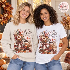 Camiseta y sudadera "Hola Otoño", camiseta con estampado de calabaza de vaquera del oeste, linda camiseta campestre de otoño, regalo de otoño para ella.