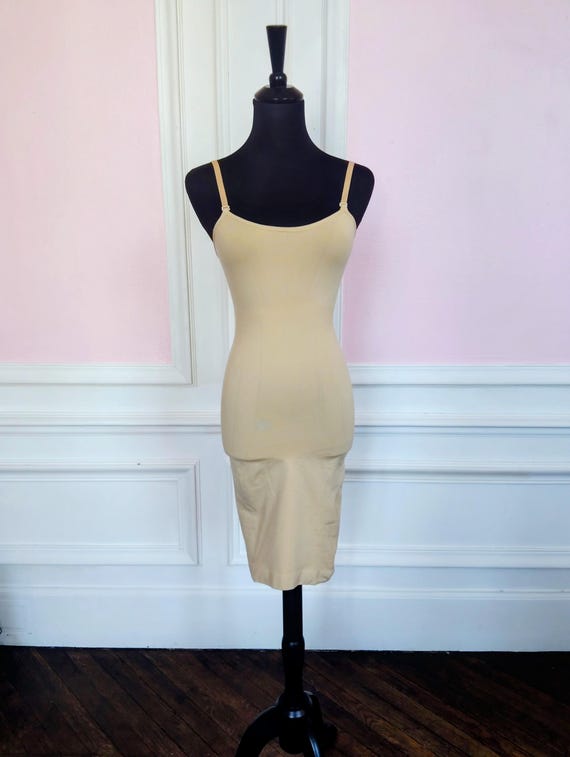 waist trainer under bodycon dress Women's Shapewear Full Slip Dress, Tummy Control Body Shaper, Seamless Trainer, Slimming Shapewear Cami Michael Kors Collection - Beach club outfit Color:Arctic White 1pc Women Solid Color