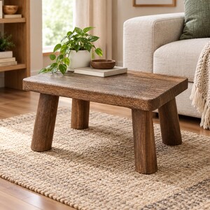 Rustic Wooden Footstool, Hallway Shoe Seat, Small Sofa Stool, Entryway Furniture, Foot Rest