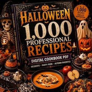 1,000 Halloween Recipes Cookbook, Seasonal Dishes, Desserts, Party Food (Digital Download)