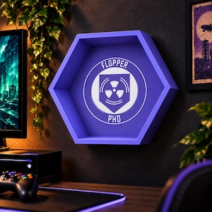 Flopper PHD Hexagon Wall Shelf | Call of Duty Zombies Gaming Decor | Gaming Shelf | Wall Shelf | Call of Duty Decor | Gamer Gift | 3D Print