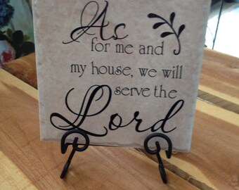 6x6 custom tile "As for me and my house we will serve the Lord" chrisitian church preacher gift