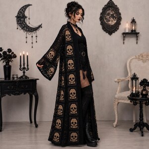Gothic Skull Crochet Cardigan Pattern PDF, Lace Duster Tutorial (Intermediate/Advanced) image 4