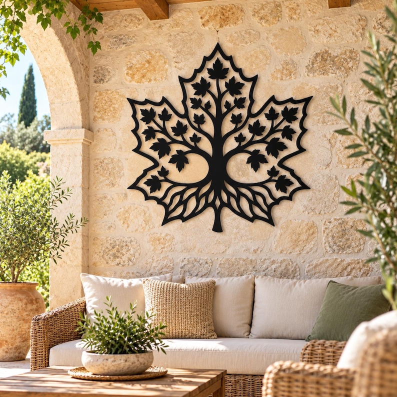 Tree of Life Maple Leaf Metal Wall Art, Laser-cut Steel Decor - Etsy