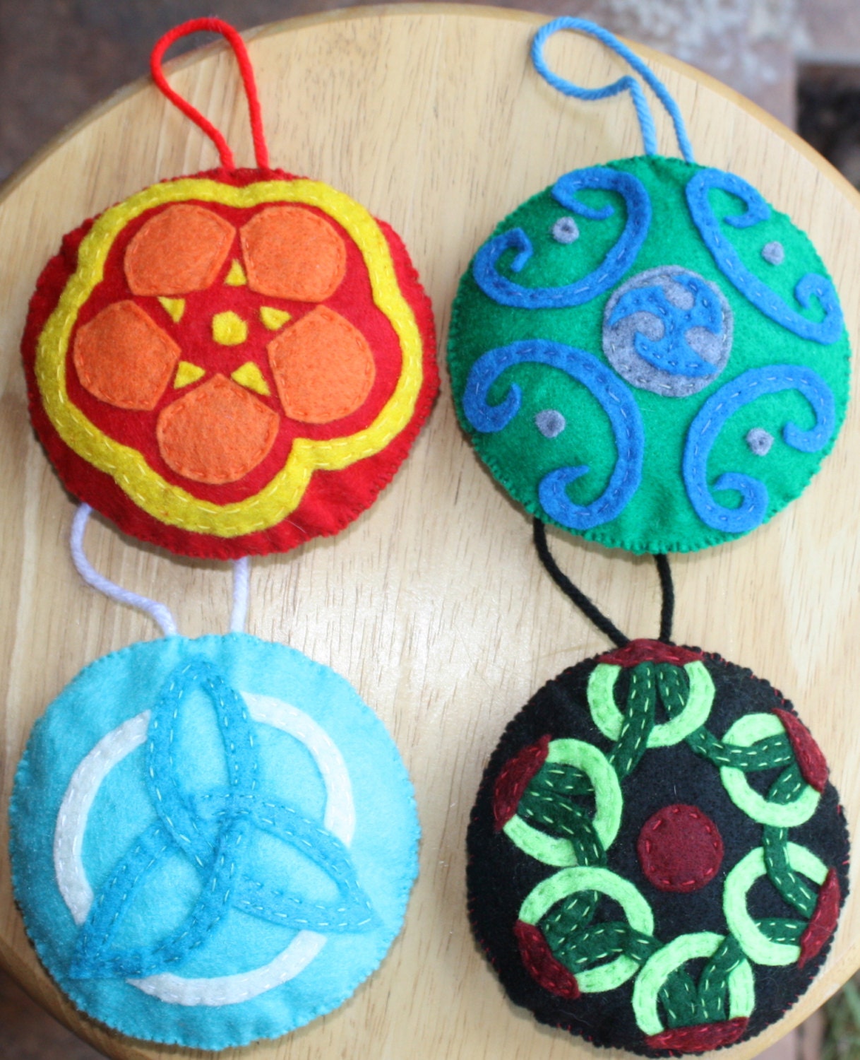 Hand Sewn Felt Christmas Ornaments Celtic Inspired Designs Etsy