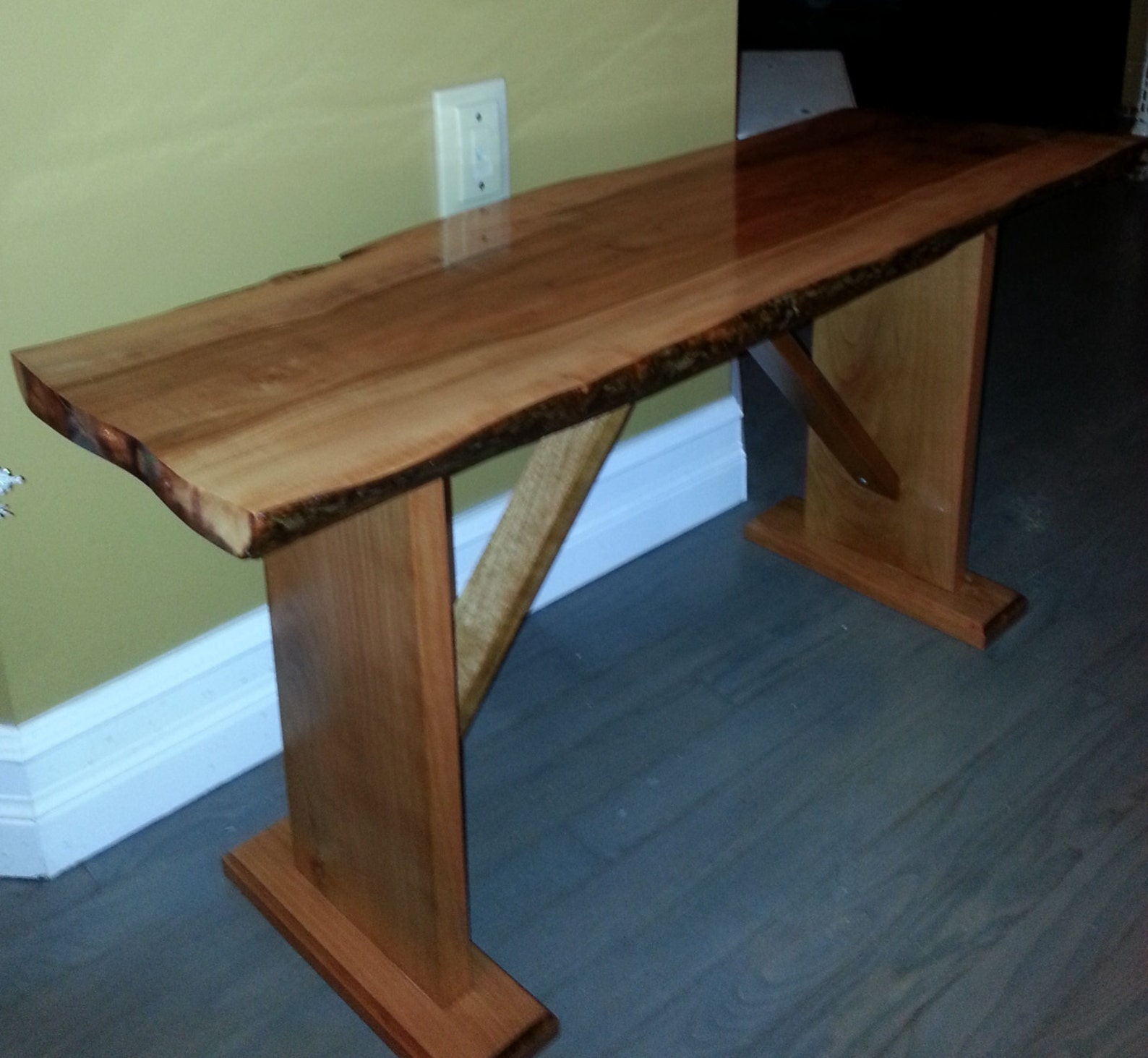 Solid apple wood top bench with cherry wood bottom Etsy