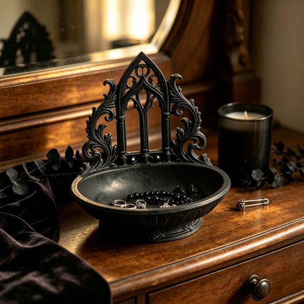 Ciotola gotica da altare – Porta cristalli, vassoio per offerte rituali, decorazione da strega
