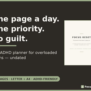 ADHD Planner for Adults Undated | Anti-Overwhelm System Grounded in Research | Time Blocking + Dopamine Menu | Printable PDF Letter + A4