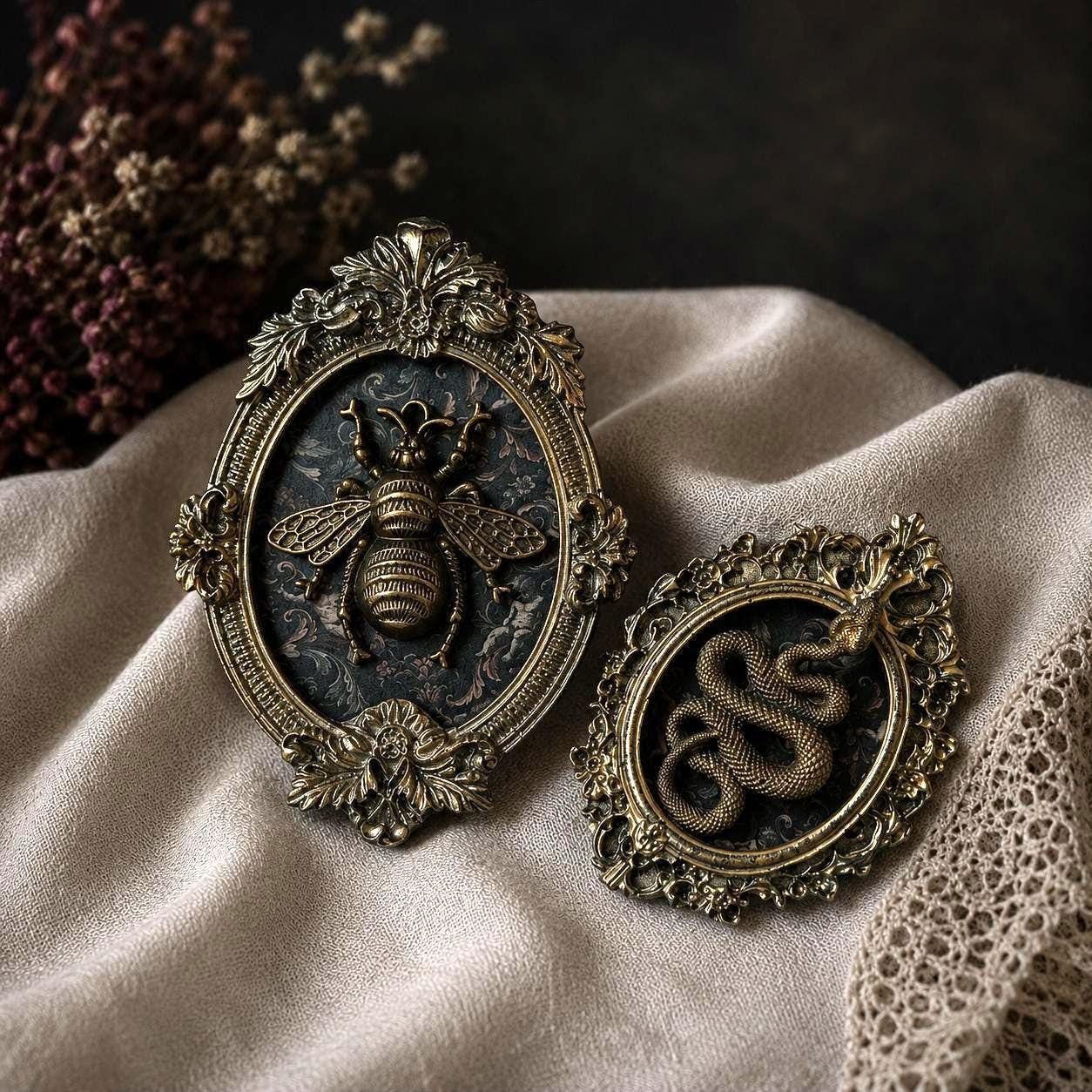 Gothic Halloween Decoration Frames, Bee and Snake Ex-Voto