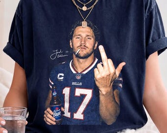 Josh Allen Shirt,Funny Josh Allen Middle Finger Vintage Bootleg Tee, Football Graphic T-Shirt, Retro Game Day Fan Gift