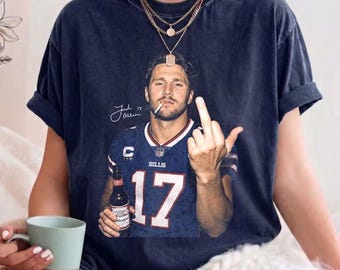 Josh Allen Shirt,Funny Josh Allen Middle Finger Vintage Bootleg Tee, Football Graphic T-Shirt, Retro Game Day Fan Gift