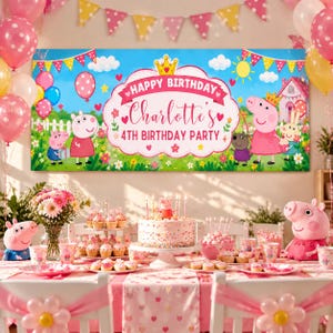 Editable Birthday Banner Pink Pig, Barnyard Party Bunting, Printable ...