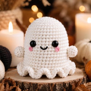 Virkmönster för spöken, sött amigurumi-spöke, Halloween-plysch i PDF-format, nybörjarvänlig direktnedladdning