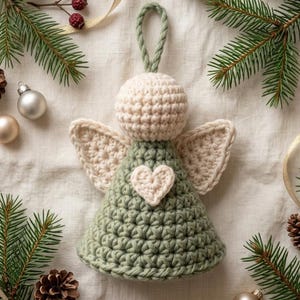 Angel Ornament Crochet Pattern, Amigurumi Christmas Ornament, DIY Xmas Tree Decor, Holiday Decor, Beginner Crochet Keychain, PDF Download