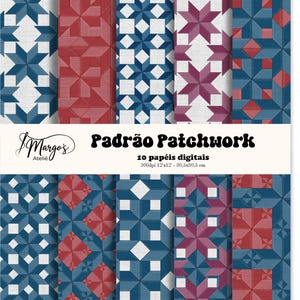 Patchwork Digital Paper | Quilt Patterns | 10 Seamless Digital Papers | 12x12 | Scrapbook Paper | 300 DPI | Instant Download